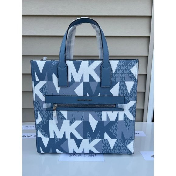 Michael Kors MK Kenly Large Logo Tote Bag -Chambray Multi - Picture 1 of 13